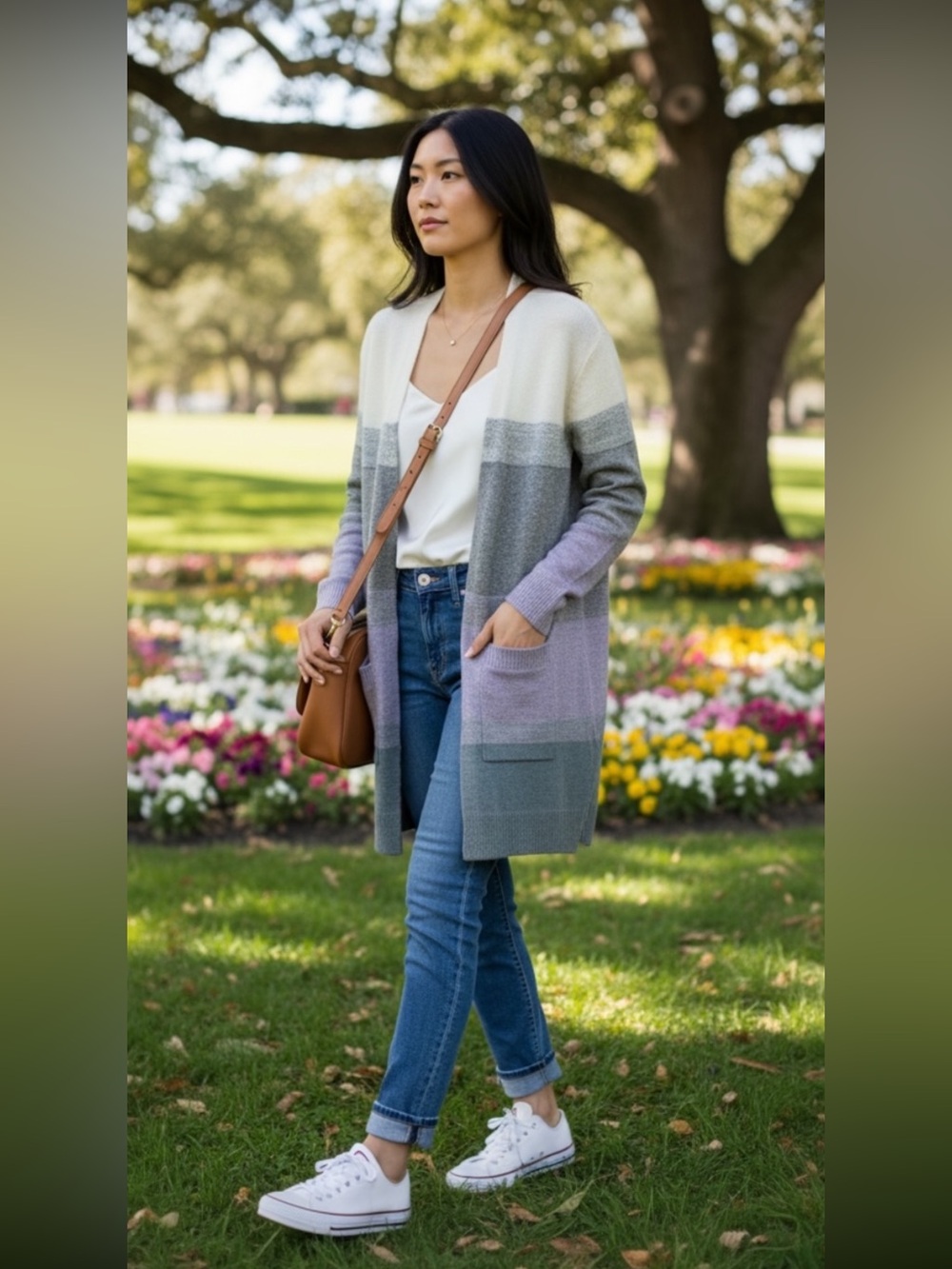 A NEW DAY SOFT STRIPED COLOR BLOCK LONG CARDIGAN SWEATER SIZE XS
